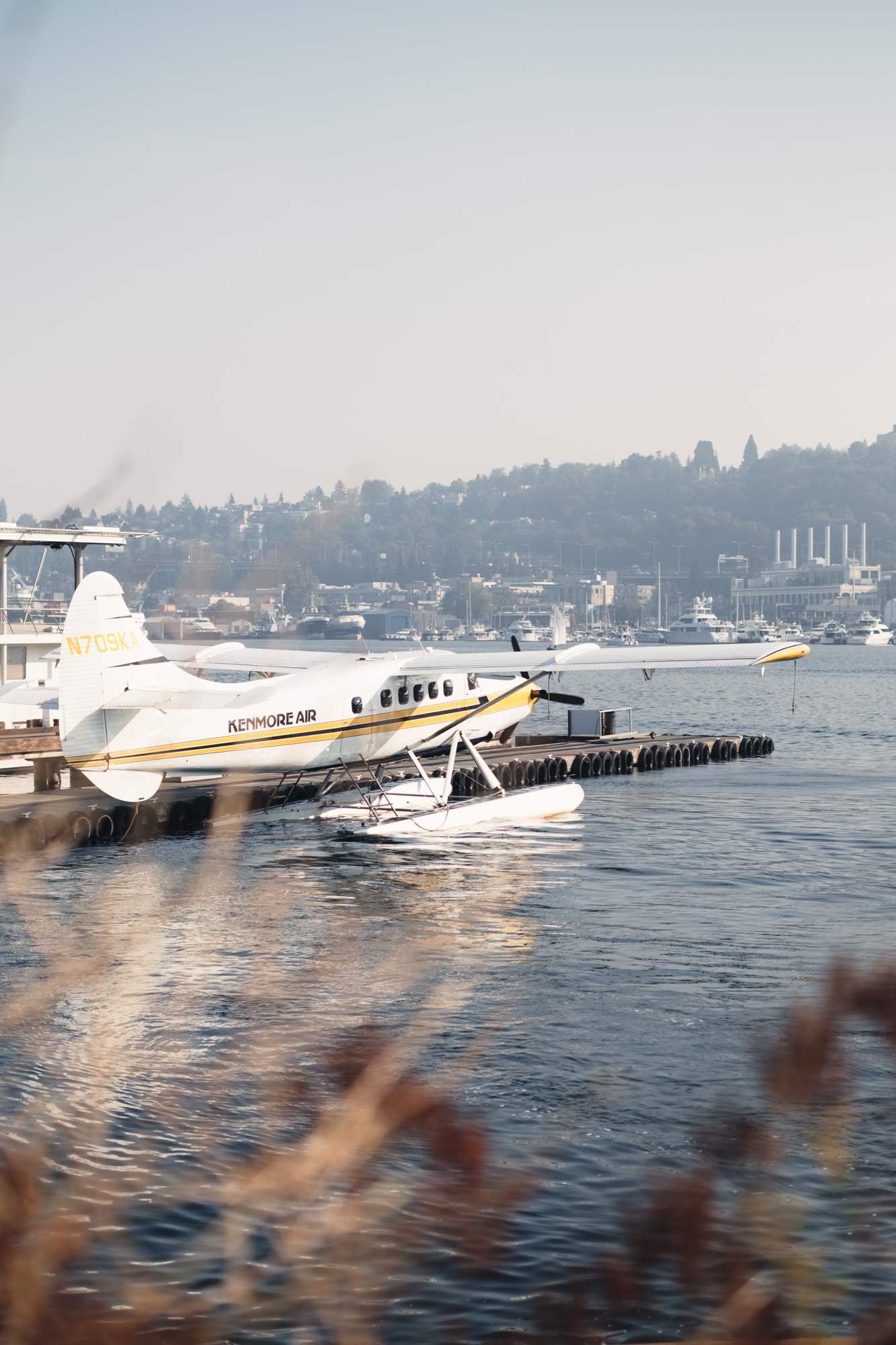 Seaplane Parked at Dock in Lake Union
