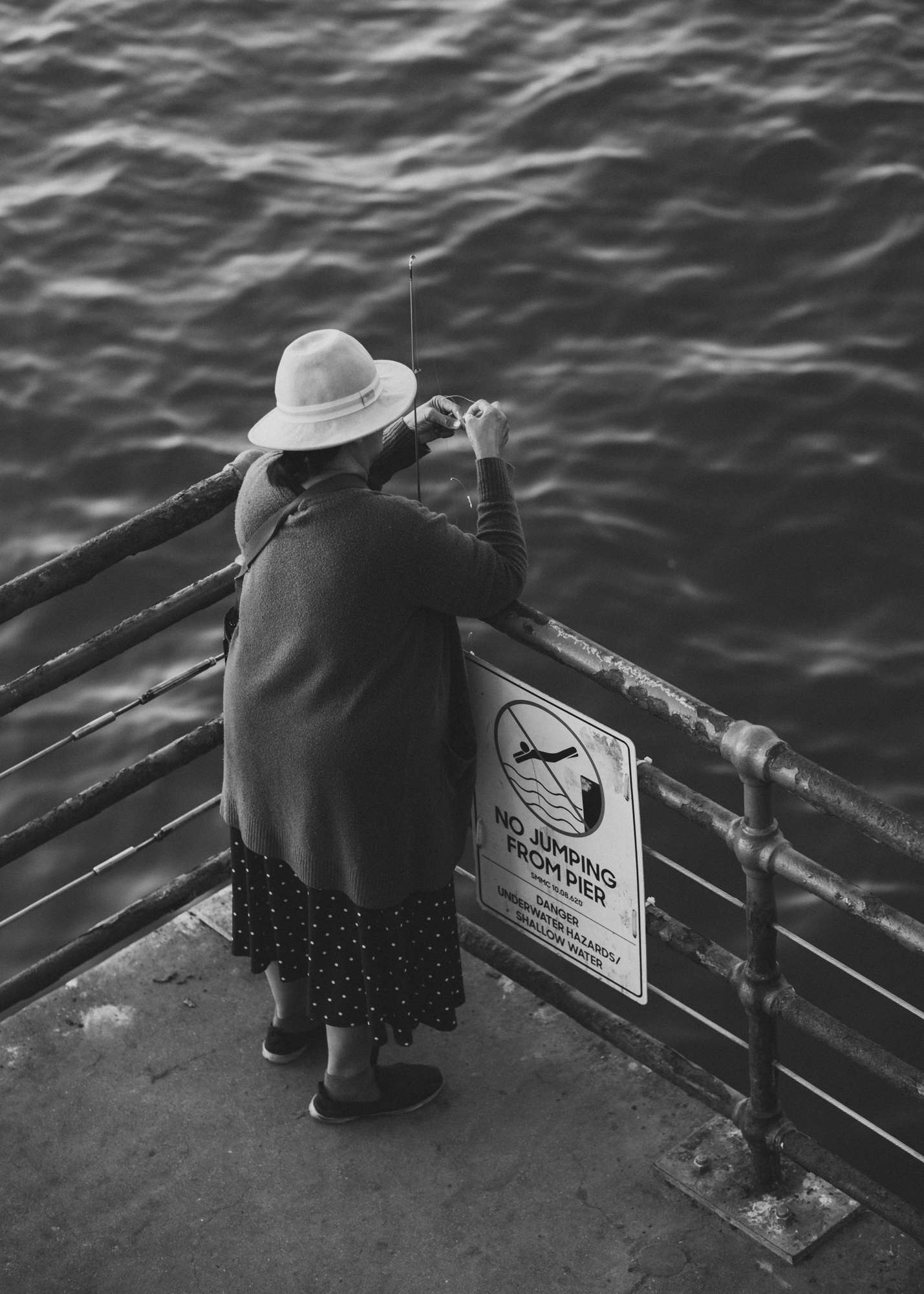 Fisherwoman on the Santa Monica Pier