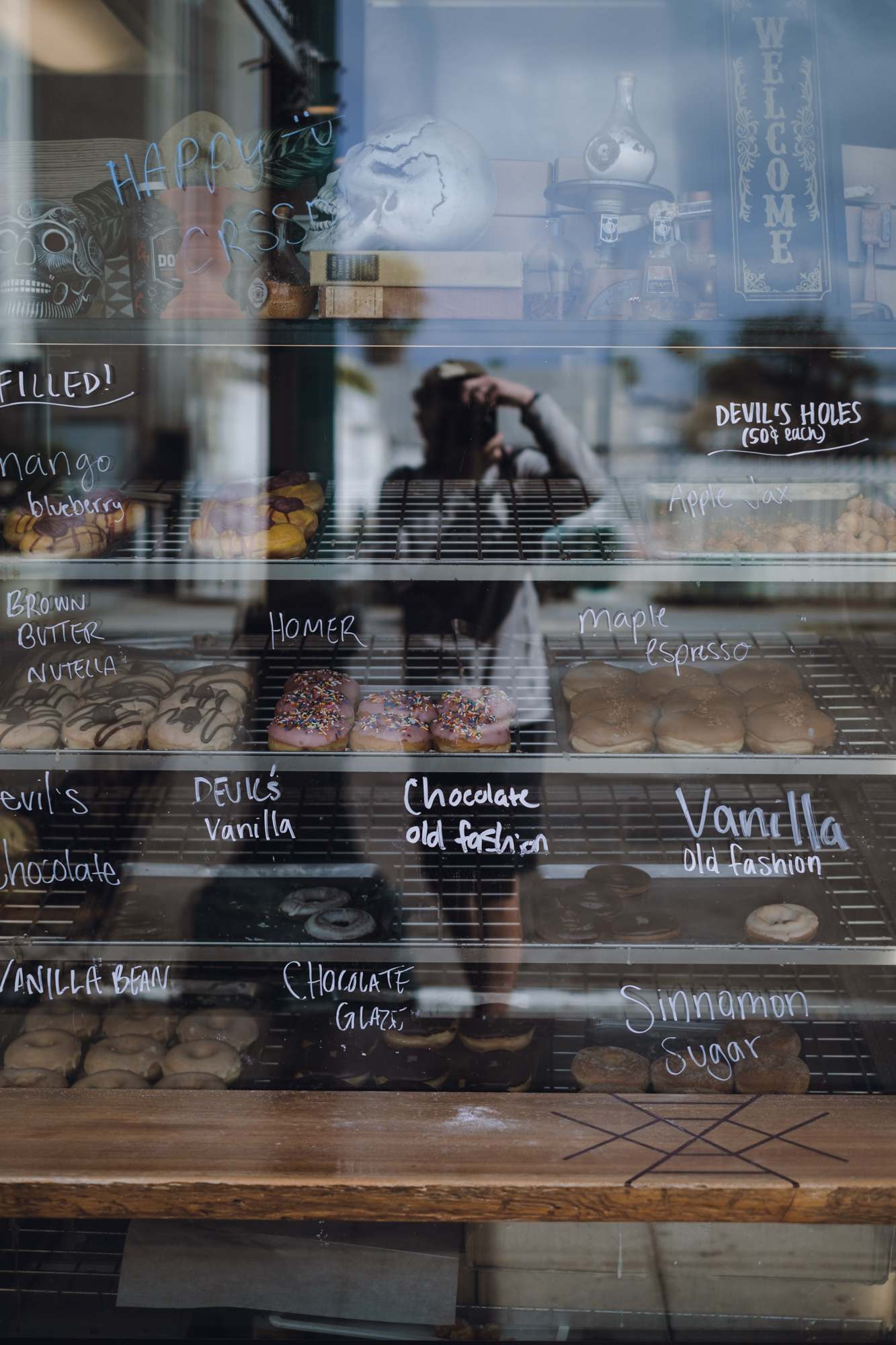 Devil's Dozen Donut Shop Storefront Window