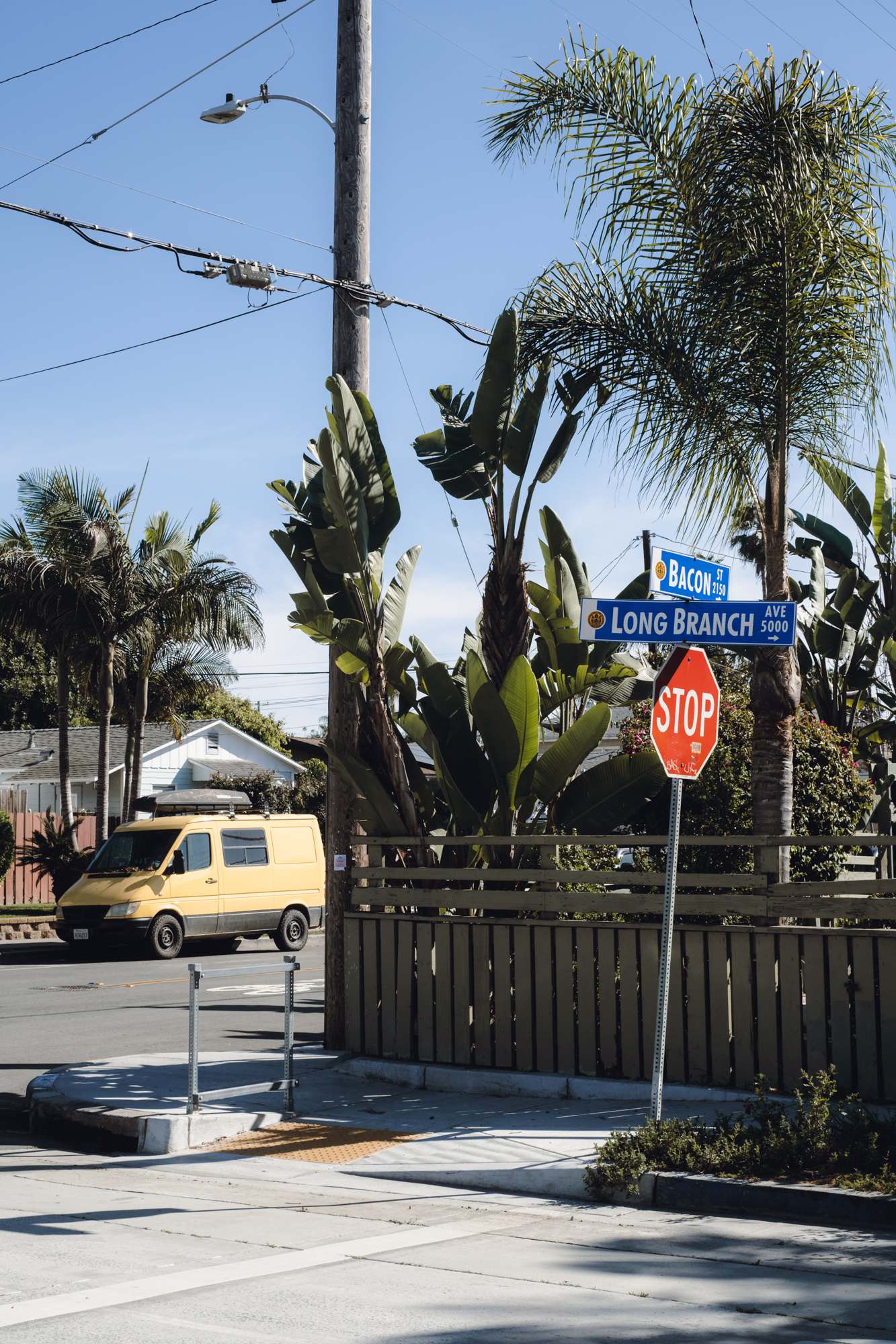 The Intersection of Long Branch Ave. and Bacon St. in Ocean Beach